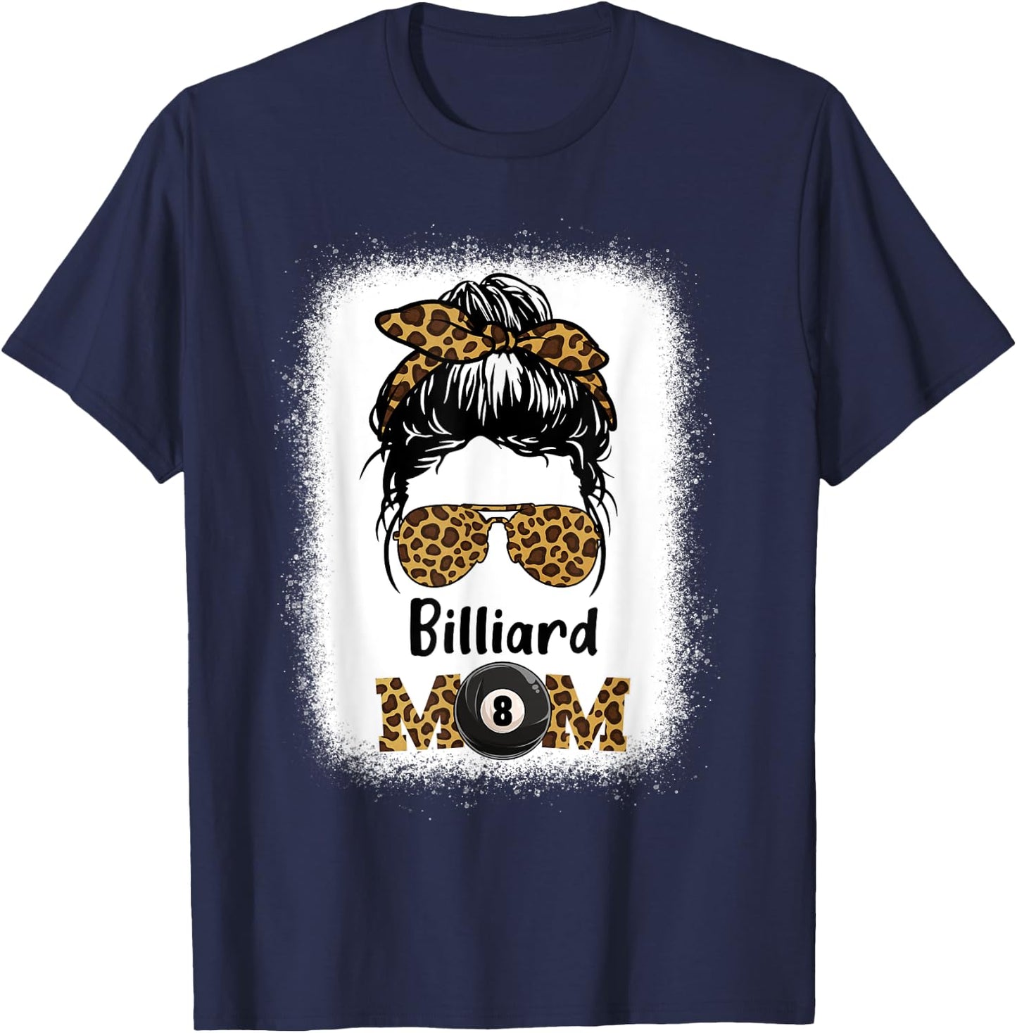 Billard Mom Bleached Leopard Print Pool Balls Player Women T-Shirt - T-Shirt | Navy