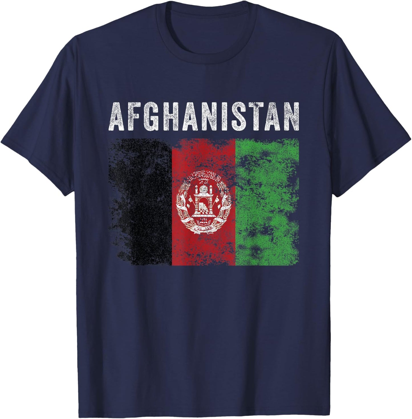 Afghanistan Flag Distressed - Men Women Kids - Afghan Flag T-Shirt - T-Shirt | Navy