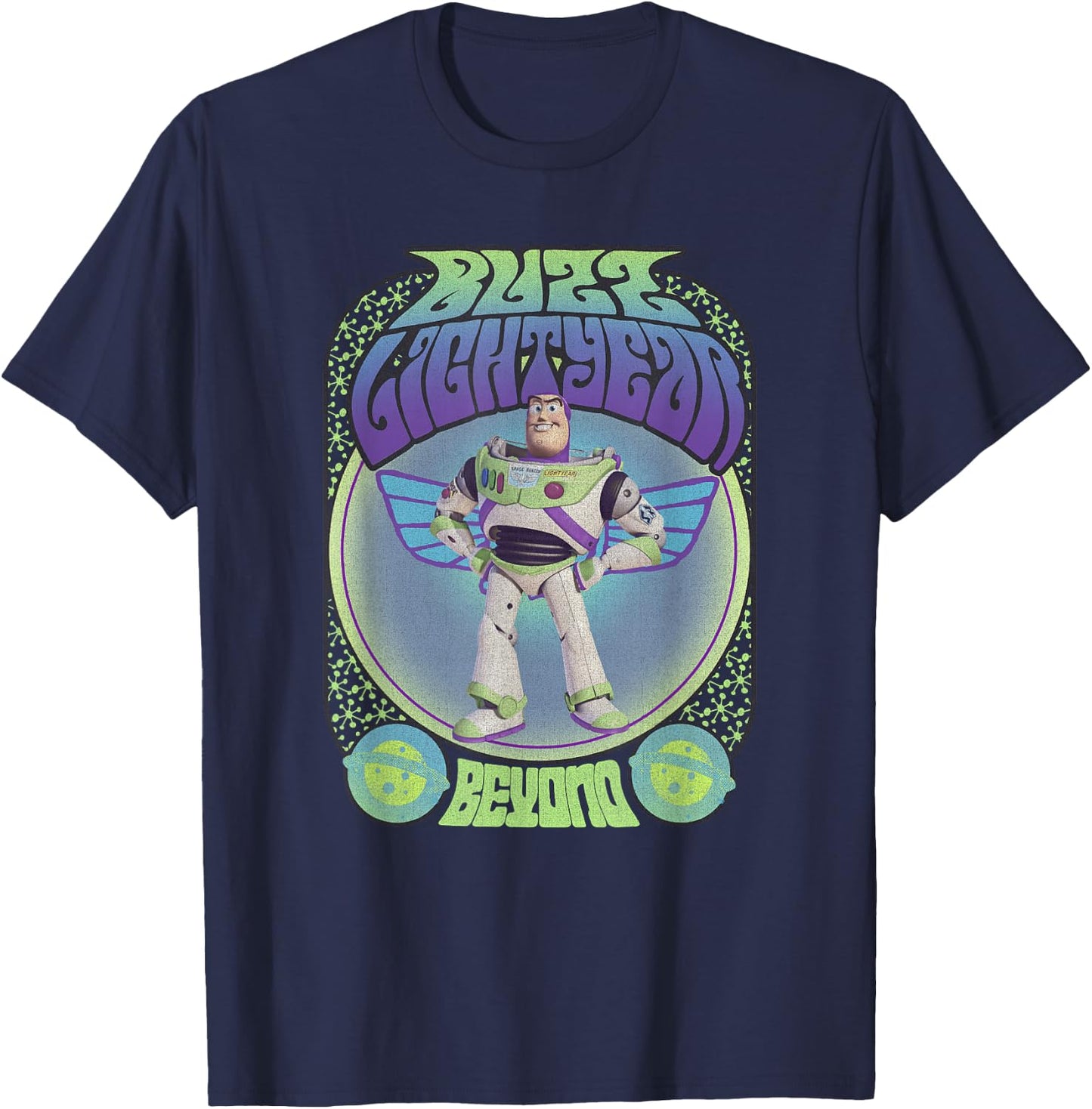 Disney Pixar Toy Story Buzz Lightyear Seventies Poster T-Shirt - T-Shirt | Navy