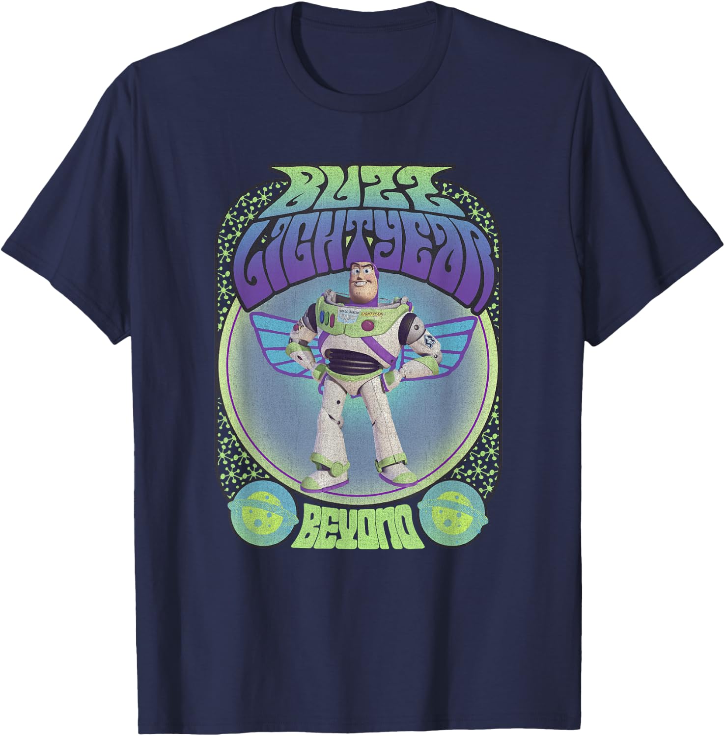 Disney Pixar Toy Story Buzz Lightyear Seventies Poster T-Shirt - T-Shirt | Navy