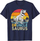 Drunclesaurus T Rex Dinosaur Funny Drunk Uncle Saurus Retro T-Shirt - T-Shirt | Navy