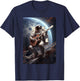 Astronaut Playing Guitar With A Space With Spaceship T-Shirt - T-Shirt | Navy