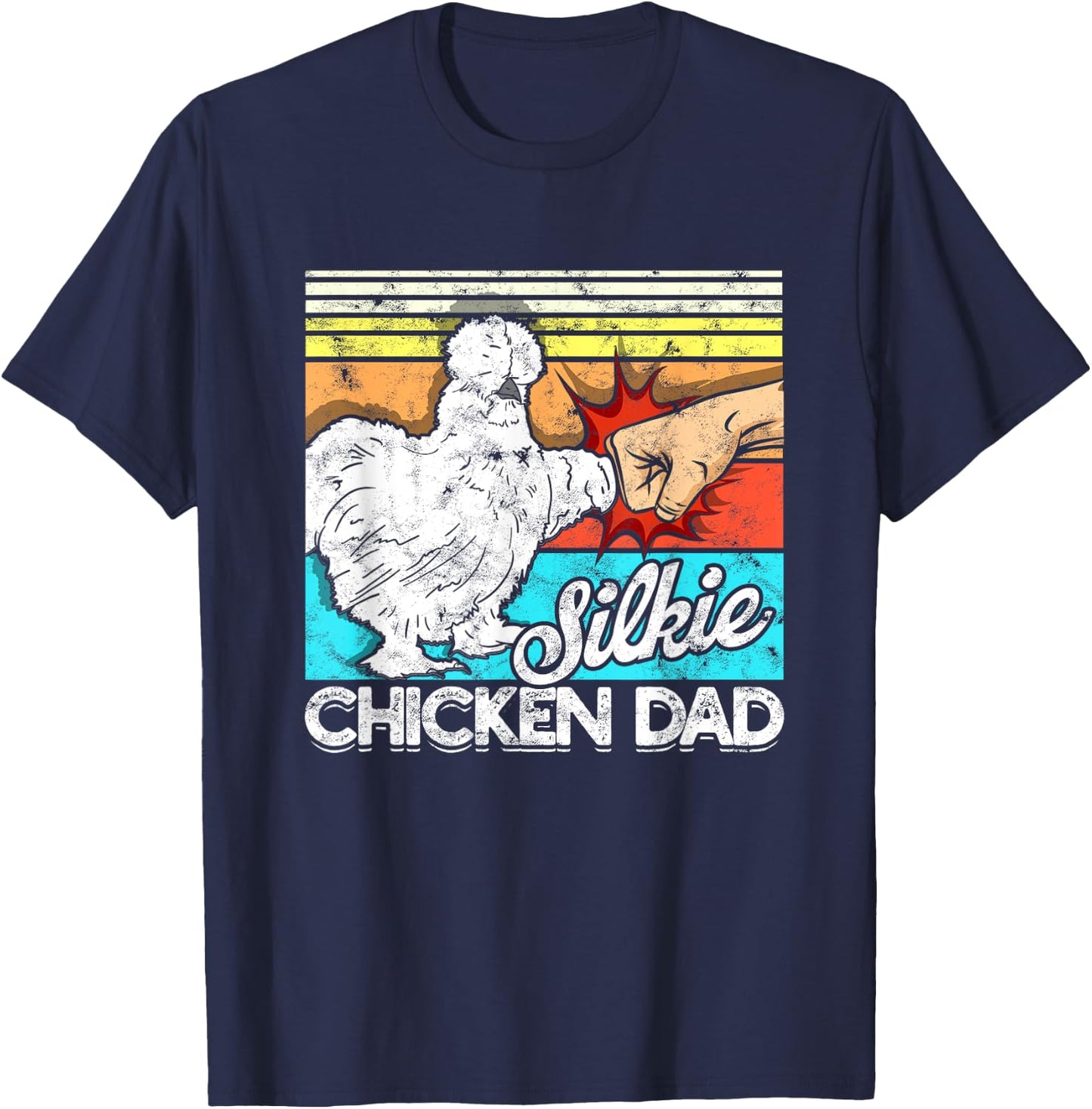 Retro Silkie Chicken Dad Farmer Silky Chickens T-Shirt - T-Shirt | Navy
