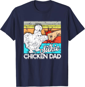 Retro Silkie Chicken Dad Farmer Silky Chickens T-Shirt - T-Shirt | Navy