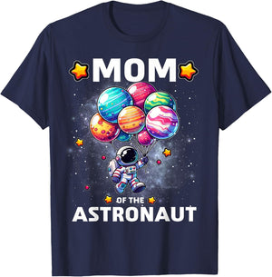 Mom of the Astronaut Space Theme First Birthday Party T-Shirt - T-Shirt | Navy