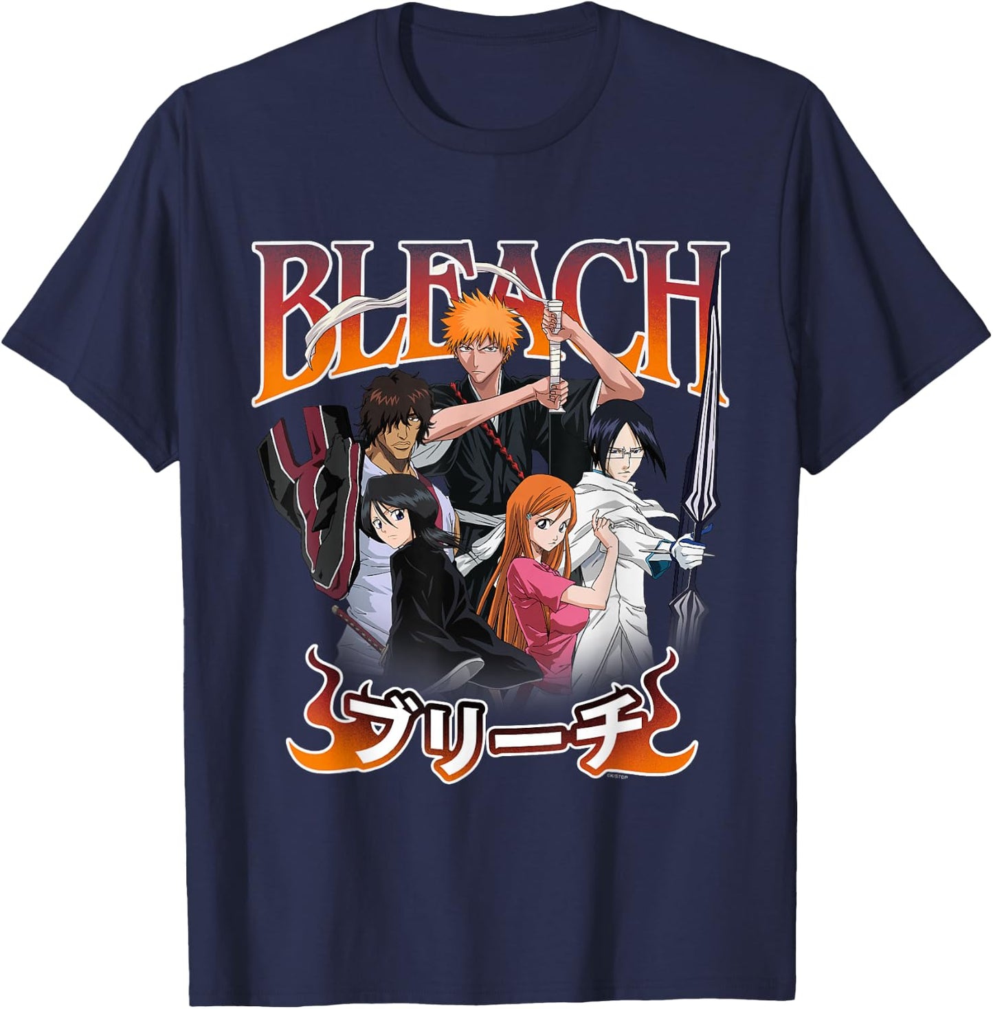 Bleach Team Ichigo and Ombre Logo Anime T-Shirt - T-Shirt | Navy