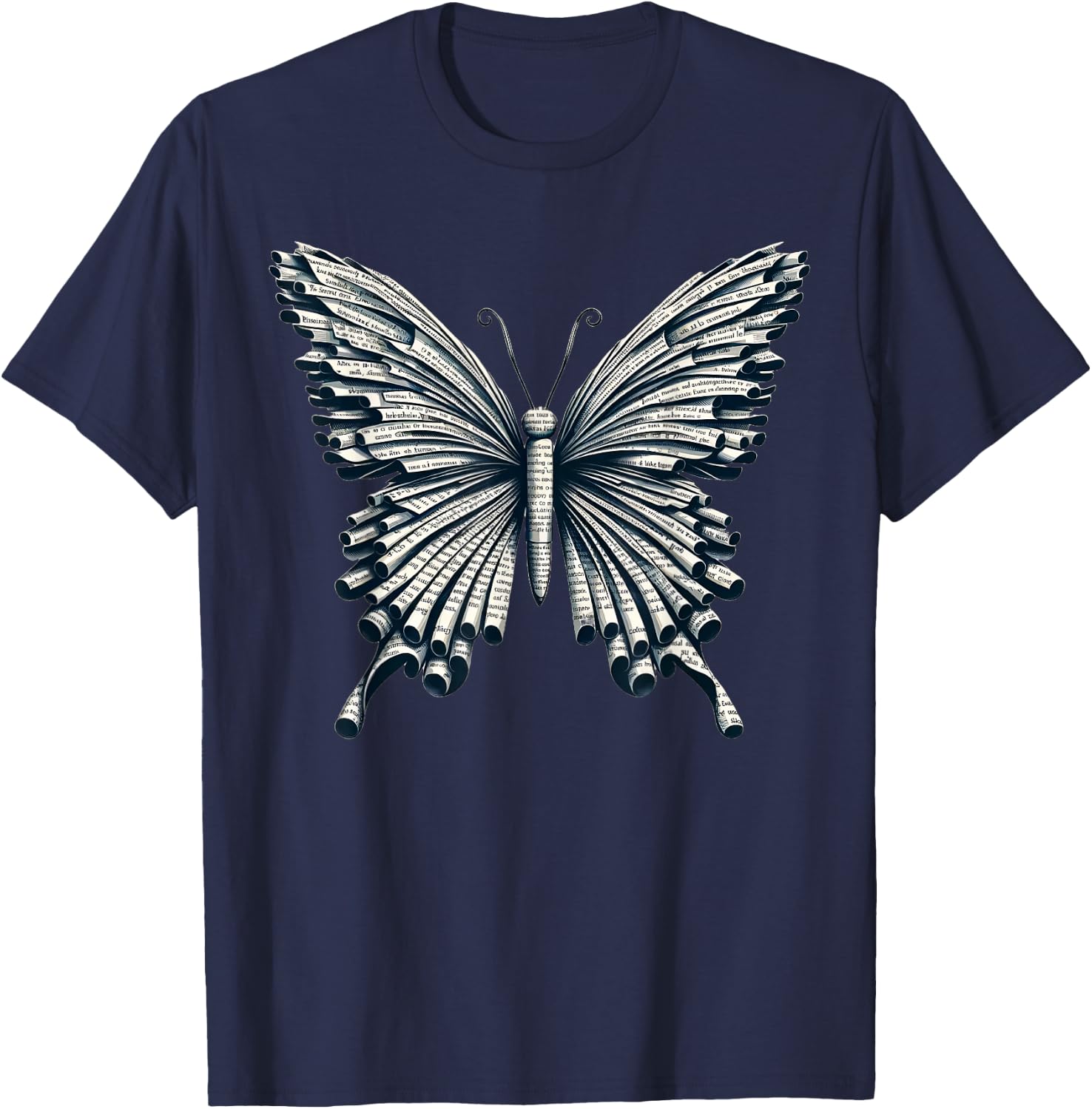 Books Butterfly Book Lover Reading T-Shirt - T-Shirt | Navy