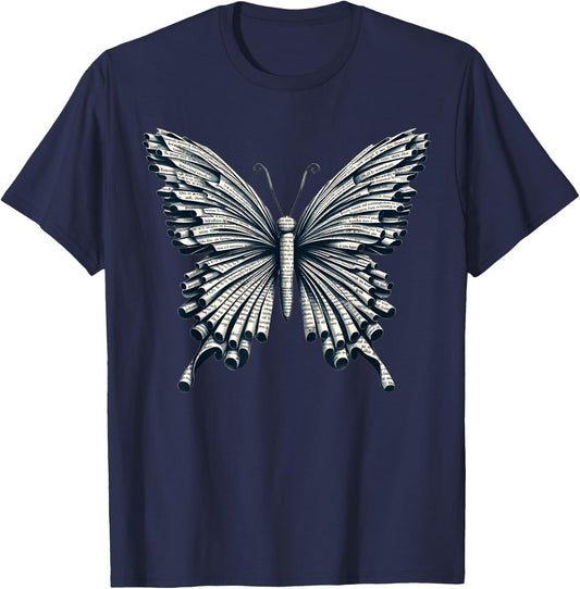 Books Butterfly Book Lover Reading T-Shirt - T-Shirt | Navy
