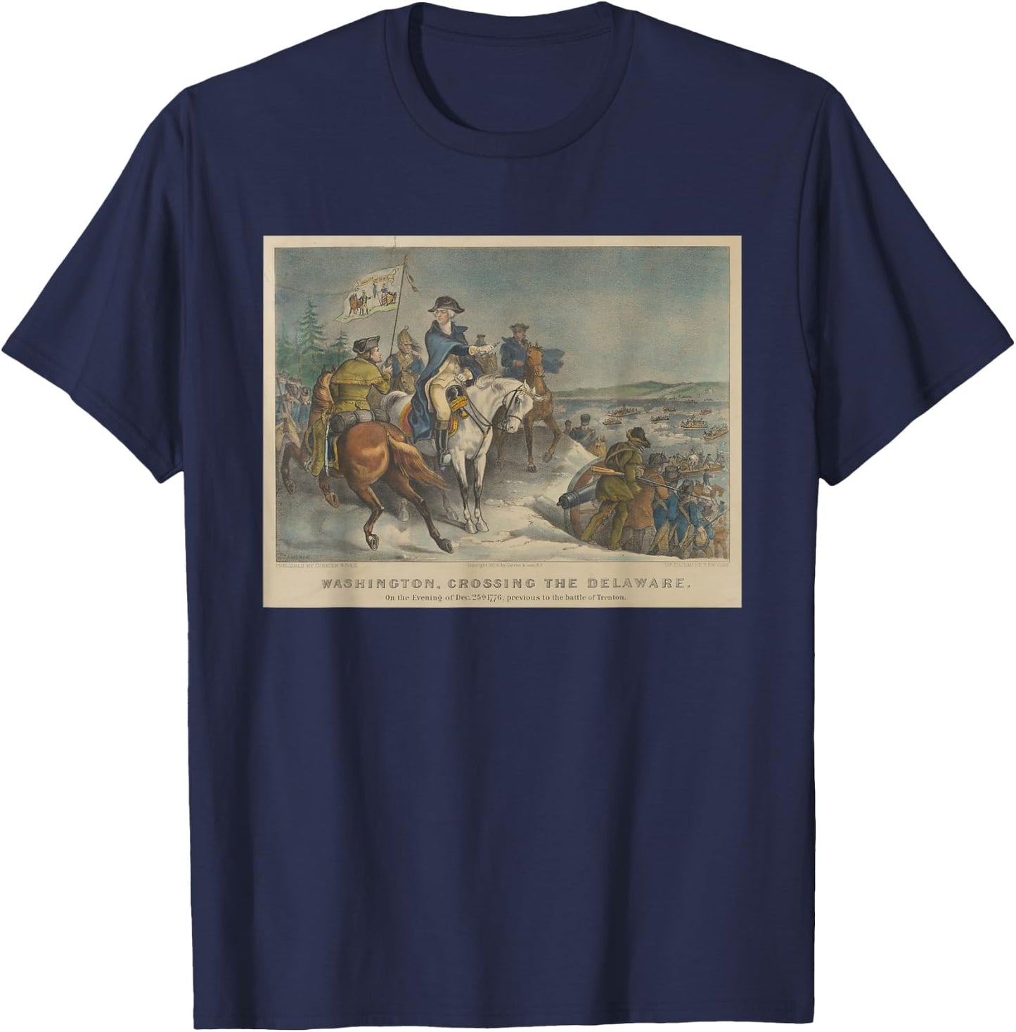 General Washington Crossing the Delaware River T-Shirt - T-Shirt | Navy