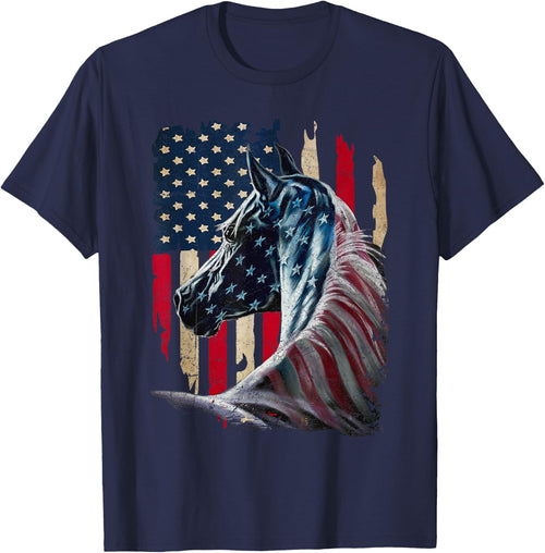 Patriotic Horse American Flag - Horse Vintage Small