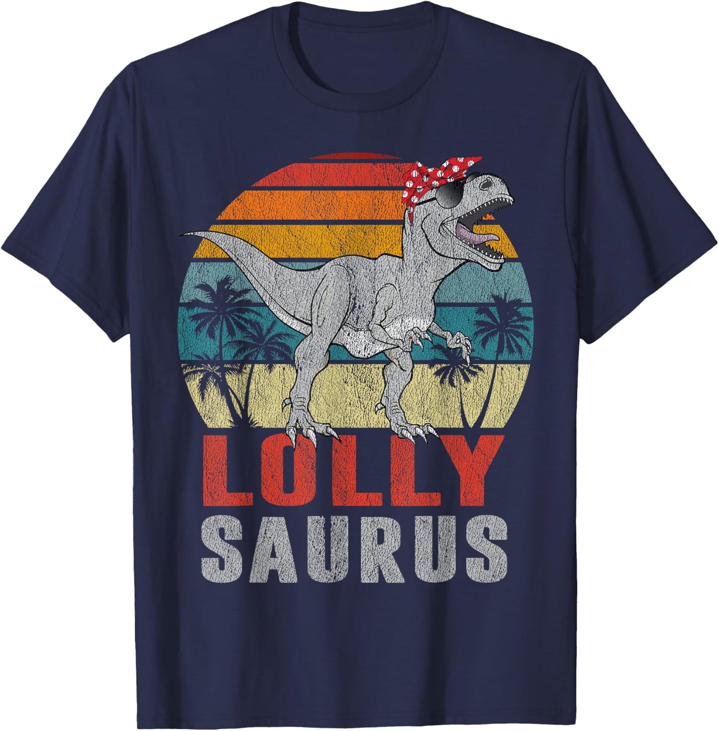 lollysaurus T Rex Dinosaur lolly Saurus Family Matching T-Shirt - T-Shirt | Navy