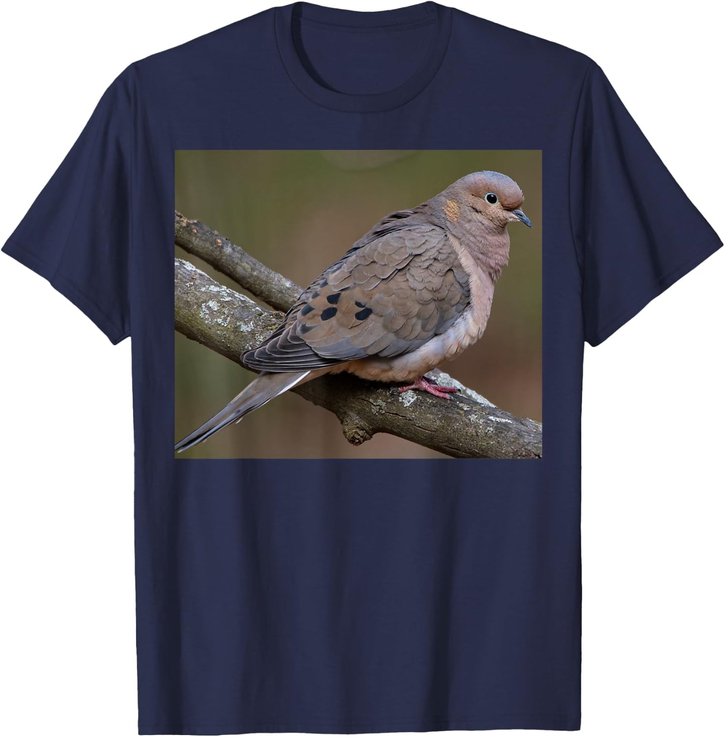 Mourning dove perched on a branch T-Shirt - T-Shirt | Navy