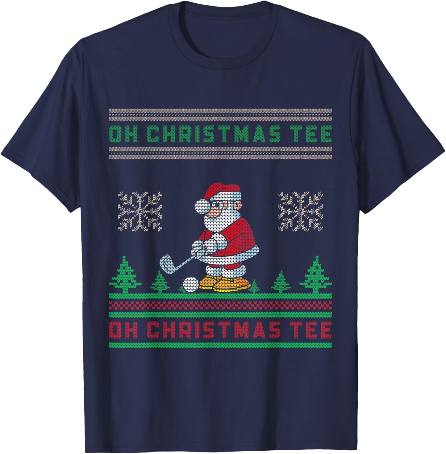 Oh Christmas Funny Santa Claus Playing Golf T-Shirt - T-Shirt | Navy