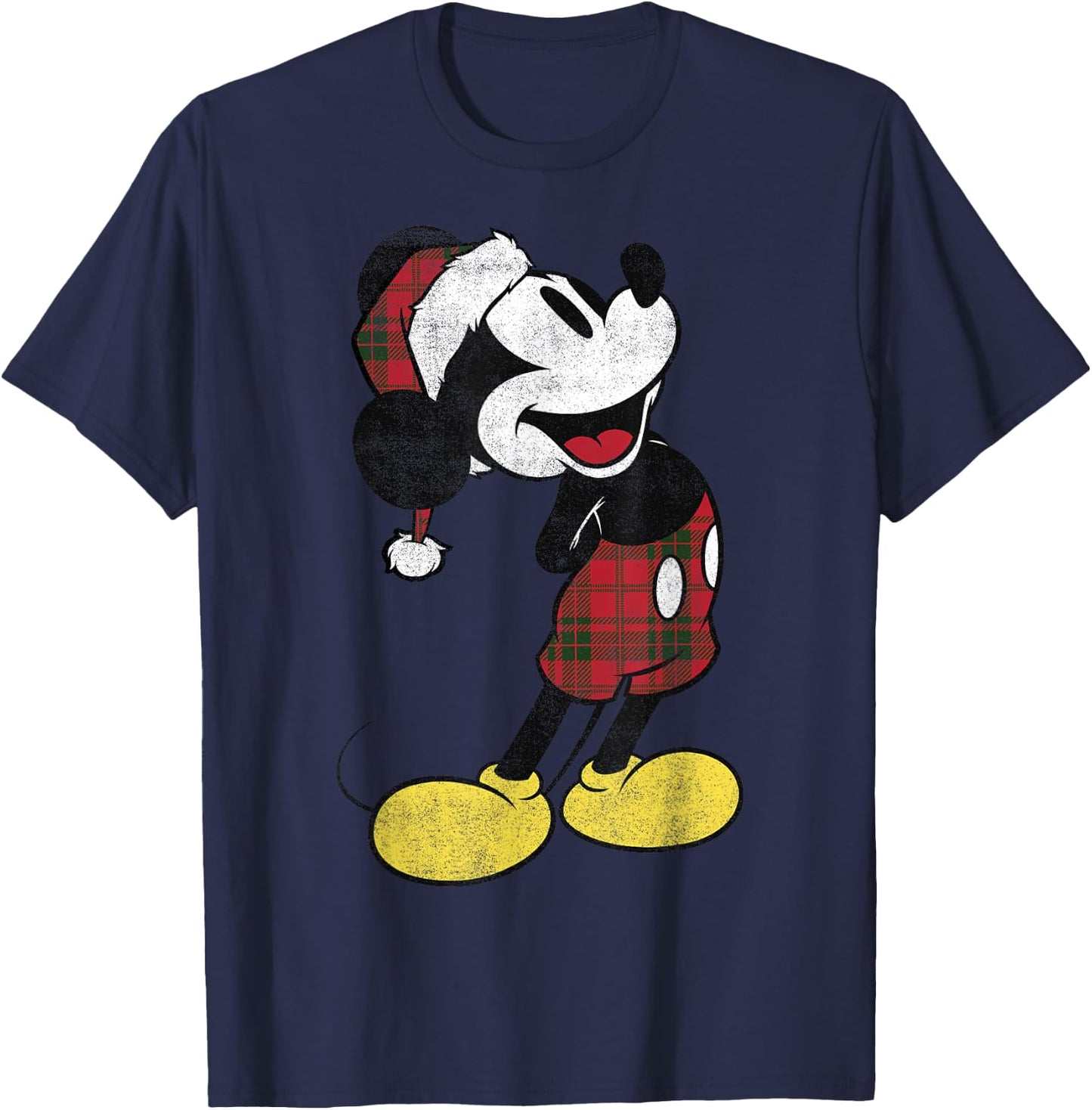 Disney Mickey and Friends Christmas Mickey Plaid Outfit T-Shirt - T-Shirt | Navy