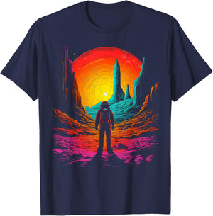 Astronaut Mountains Space Astronaut T-Shirt - T-Shirt | Navy