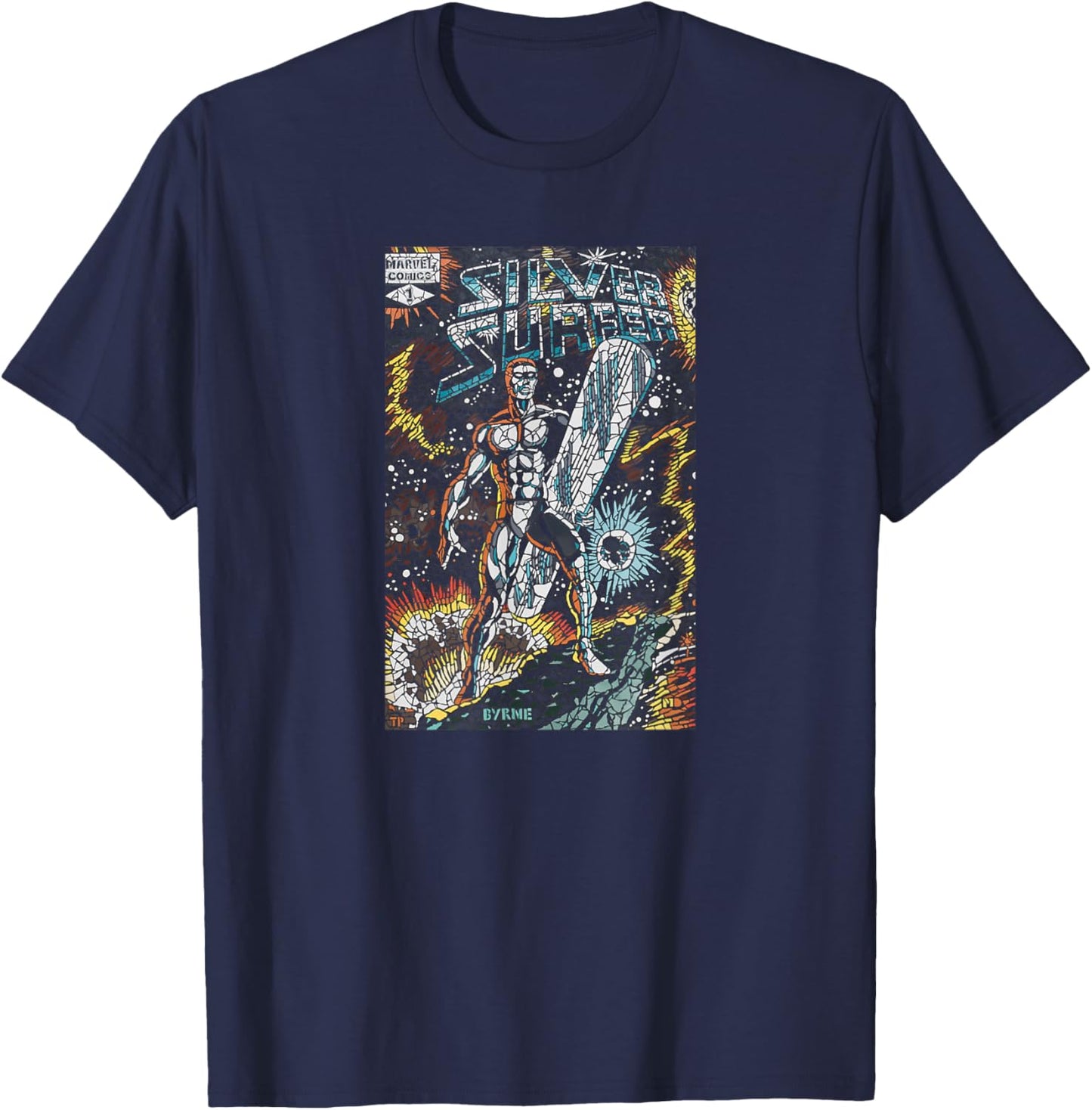 Marvel Silver Surfer Black Shattered Mosaic Variant Cover #1 T-Shirt - T-Shirt | Navy
