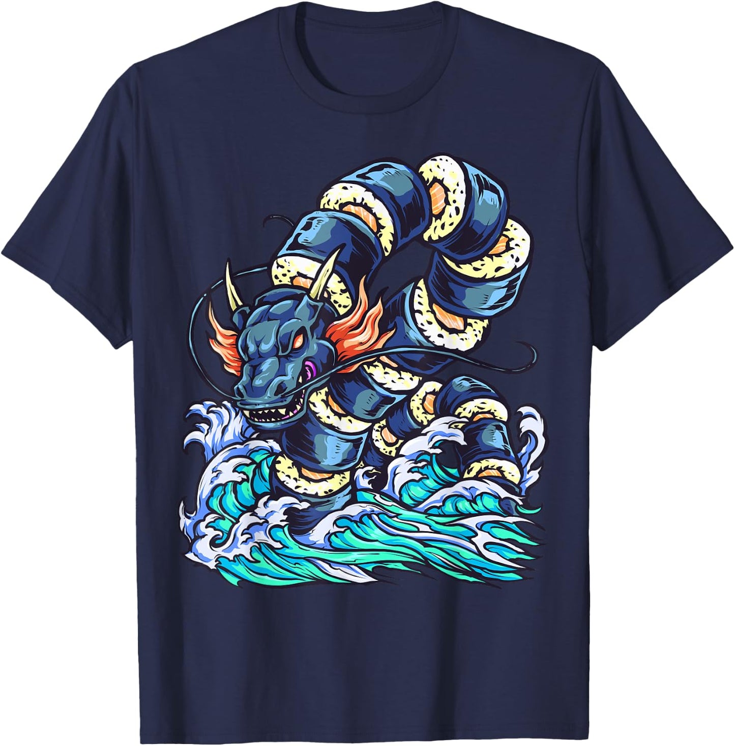Sushi Dragon Sushi Lover Sushi Restaurant Japanese Art T-Shirt - T-Shirt | Navy