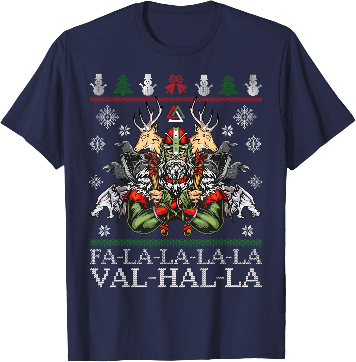 Viking Santa Christmas Sweater a Valhalla Christmas Sweater T-Shirt - T-Shirt | Navy