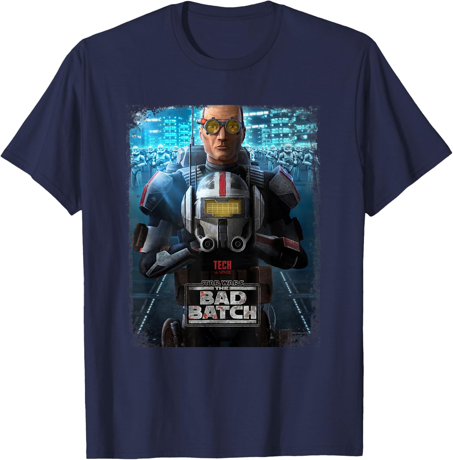 Star Wars The Bad Batch Tech Character Poster T-Shirt - T-Shirt | Navy