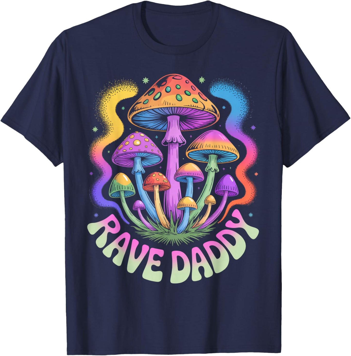 Rave Daddy EDM Dad DJ Psychedelic Party Rave Mushroom T-Shirt - T-Shirt | Navy