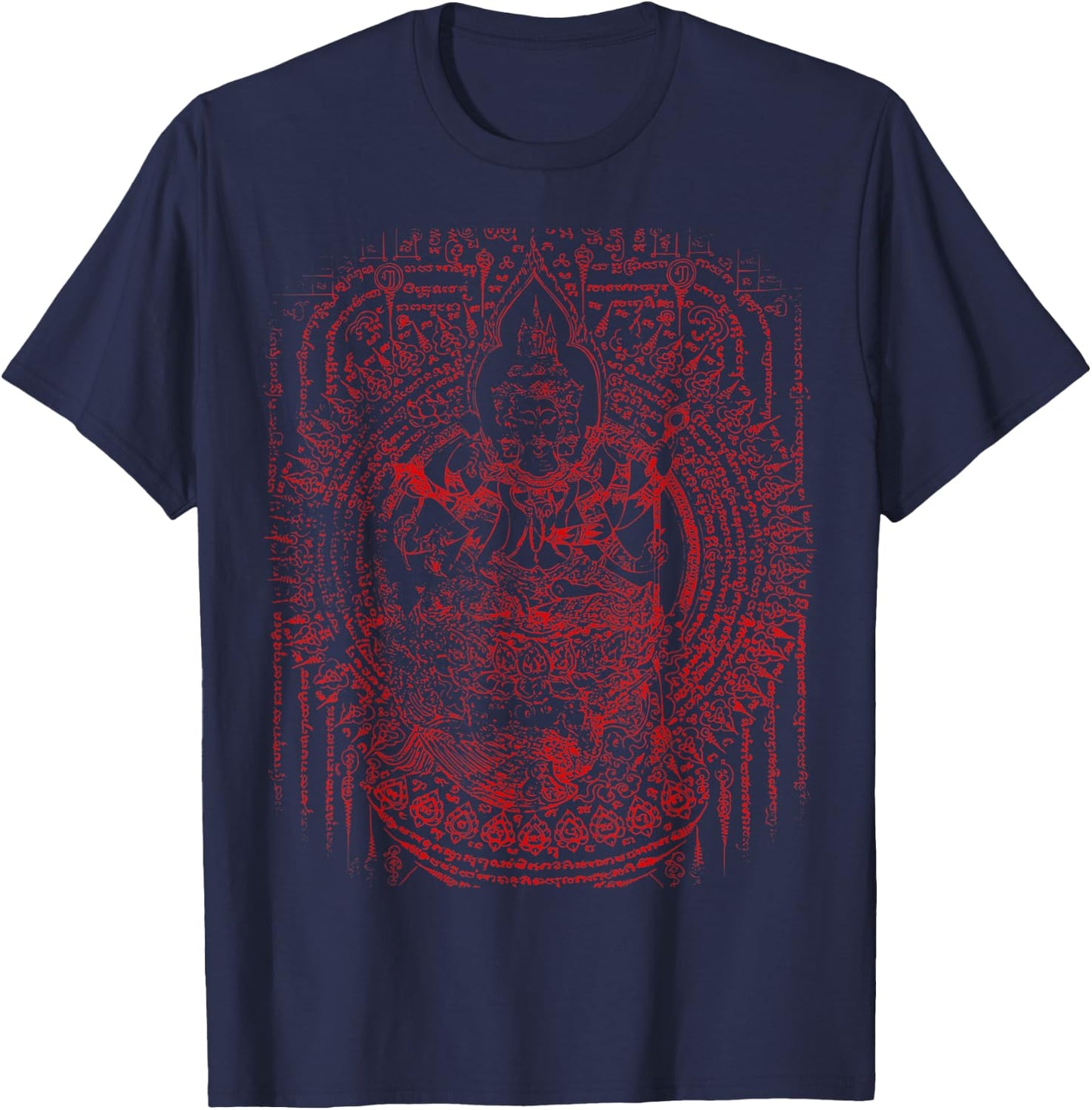 Sawadee Thai Traditional Sak Yant Thai Twin Tigers Muay Thai T-Shirt - T-Shirt | Navy