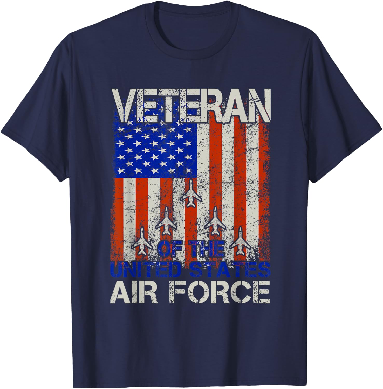 Veteran of the United States Air Force USAF Retro US Flag T-Shirt - T-Shirt | Navy