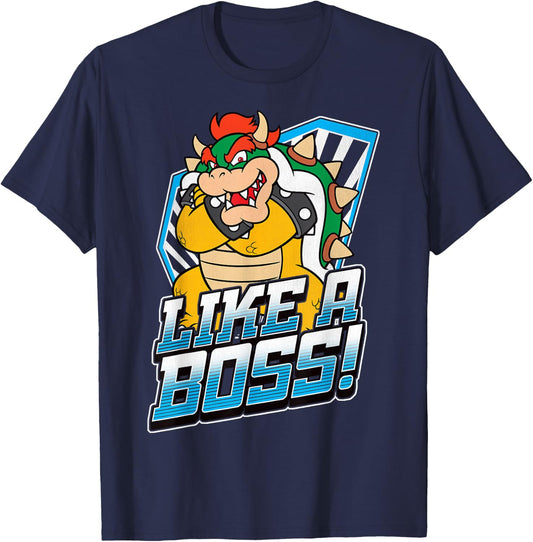 Nintendo Super Mario Bowser Like A Boss Bold Graphic T-Shirt - T-Shirt | Navy
