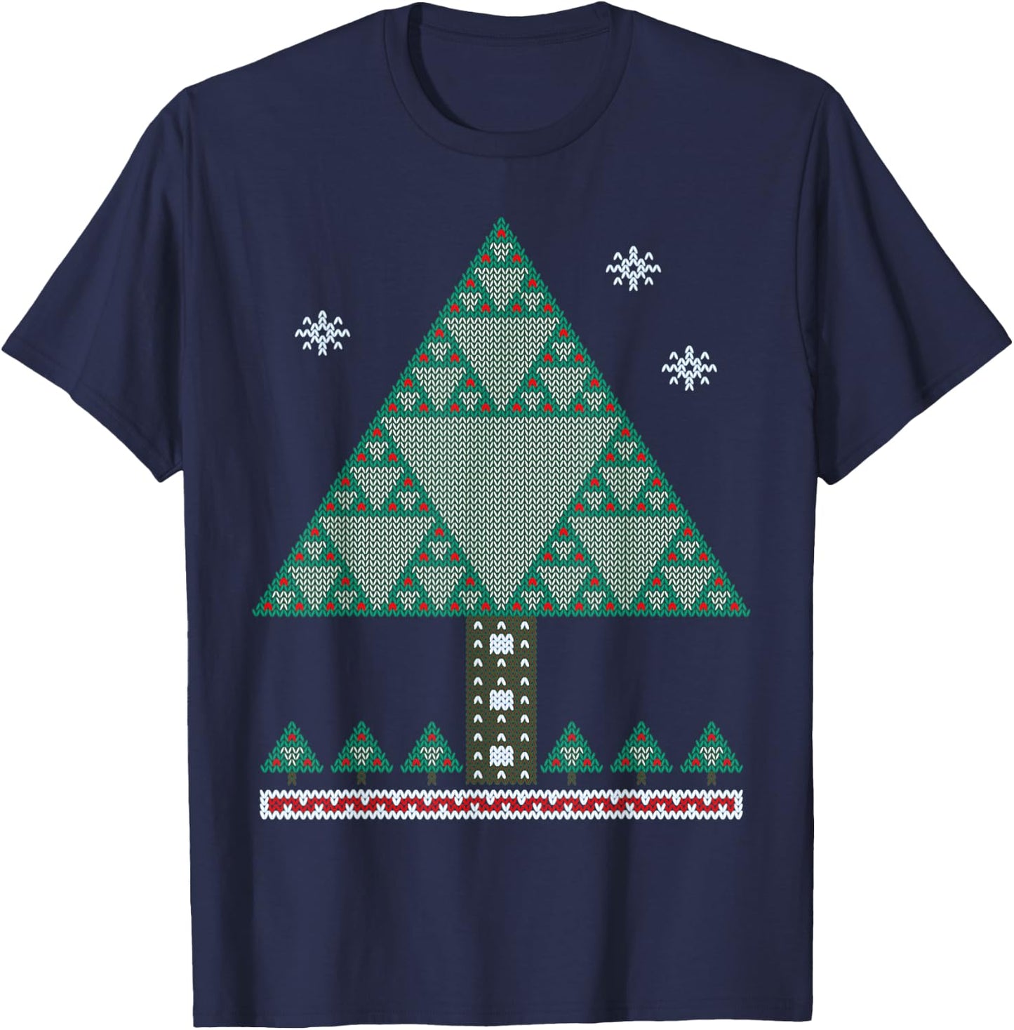Math Fractal Christmas Tree Sierpinski Triangle T Shirt T-Shirt - T-Shirt | Navy