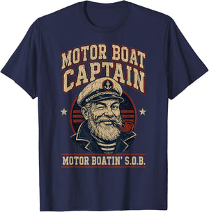 Motor Boat Captain Funny Boating Humor for Father's Day T-Shirt - T-Shirt | Navy