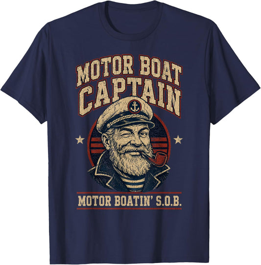 Motor Boat Captain Funny Boating Humor for Father's Day T-Shirt - T-Shirt | Navy