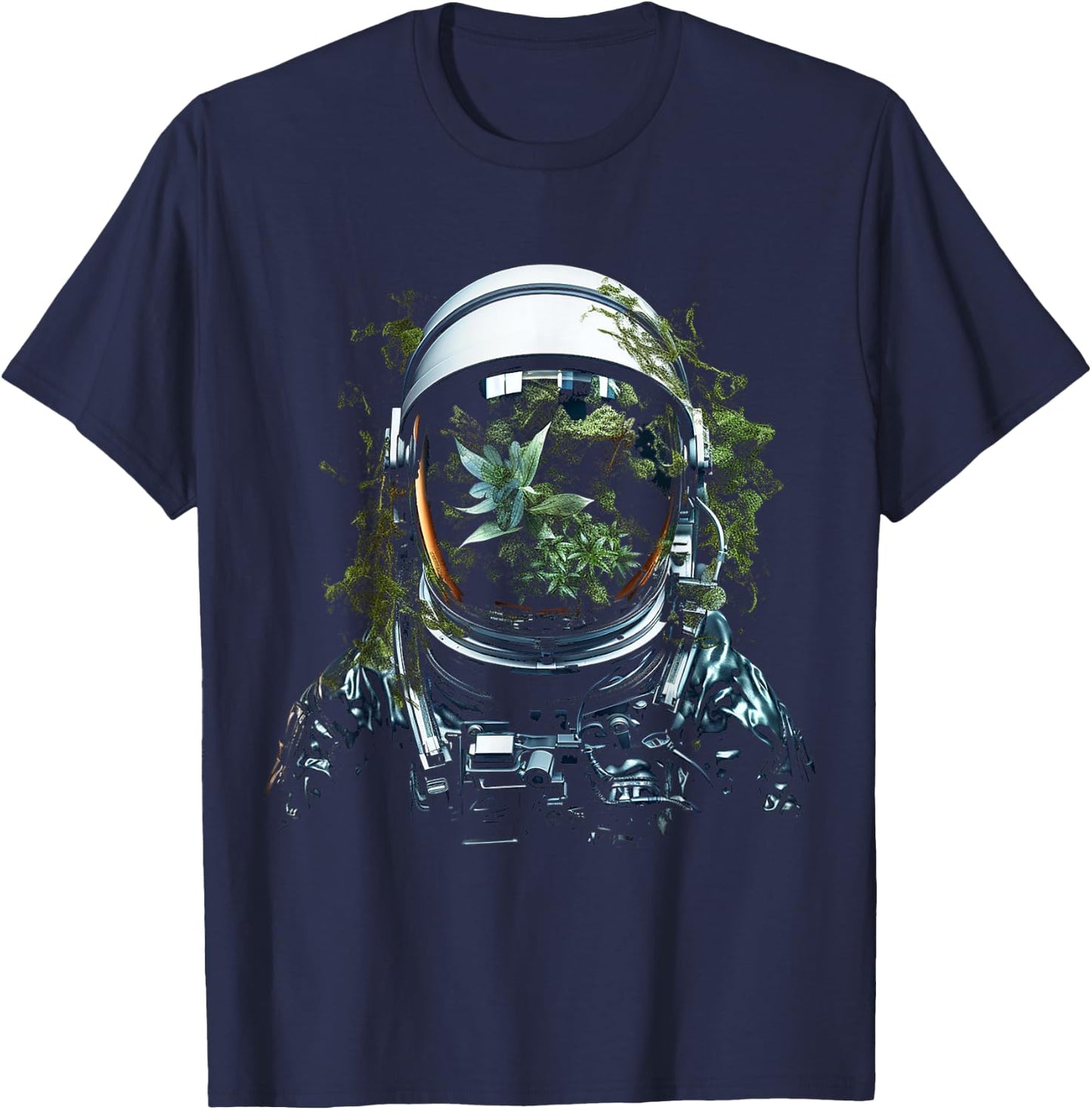 Astronaut Plants Art Graphic Motif Astronaut T-Shirt - T-Shirt | Navy