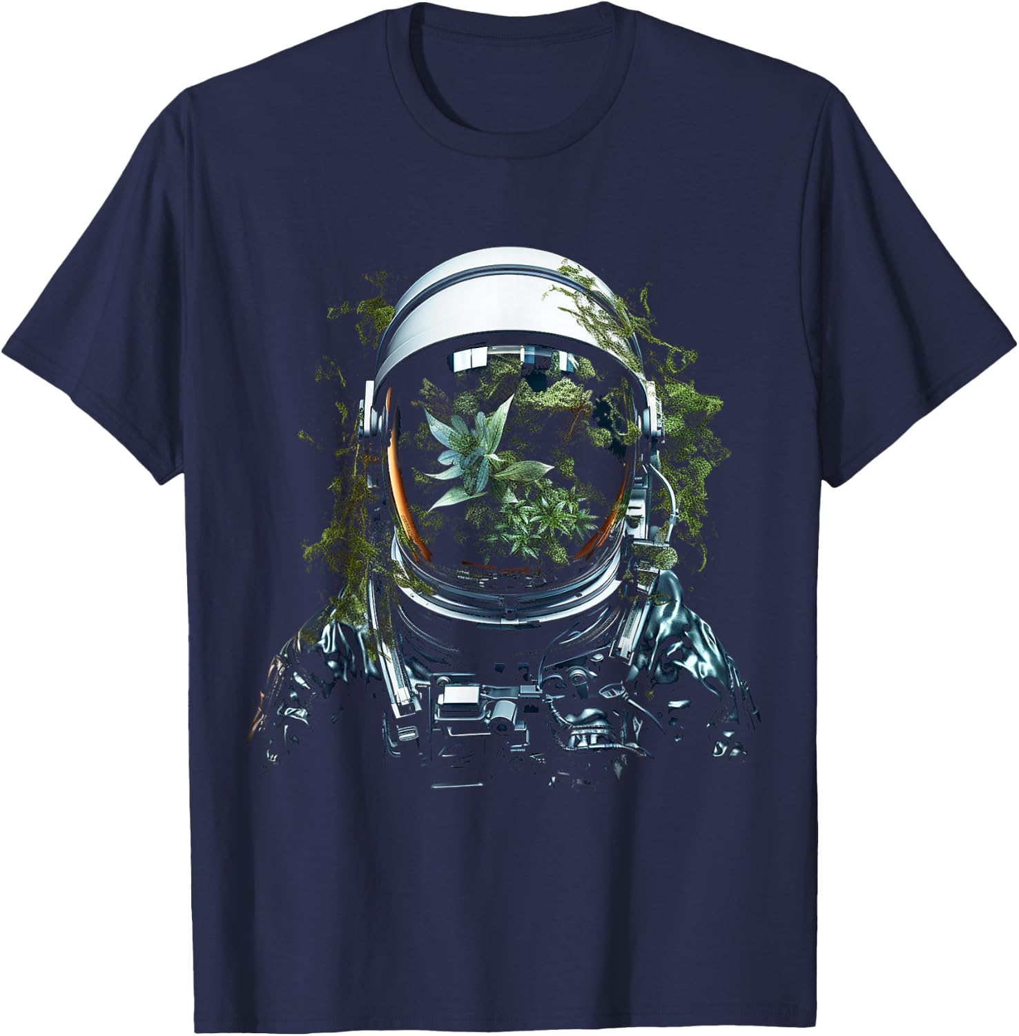 Astronaut Plants Art Graphic Motif Astronaut T-Shirt - T-Shirt | Navy