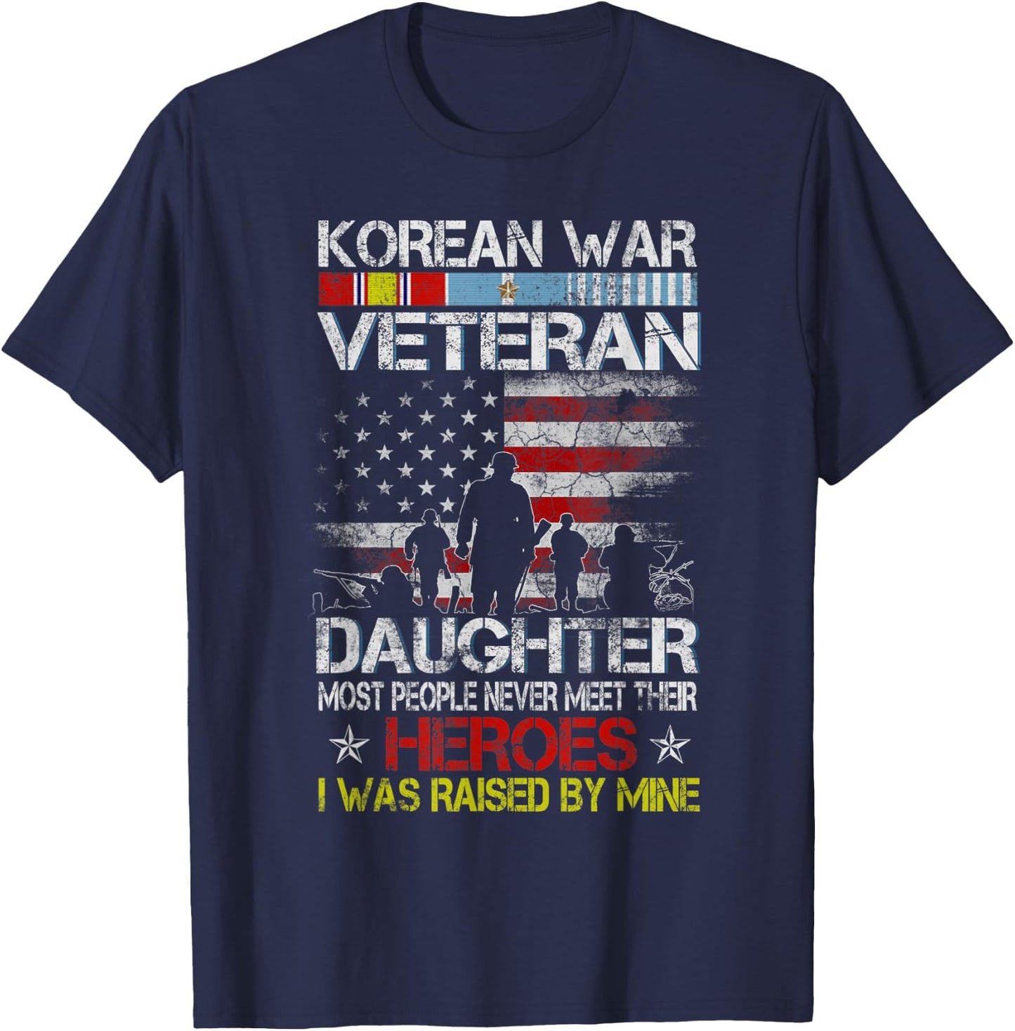 Korean War Veteran Daughter Flag Gift Daughter T-Shirt - T-Shirt | Navy