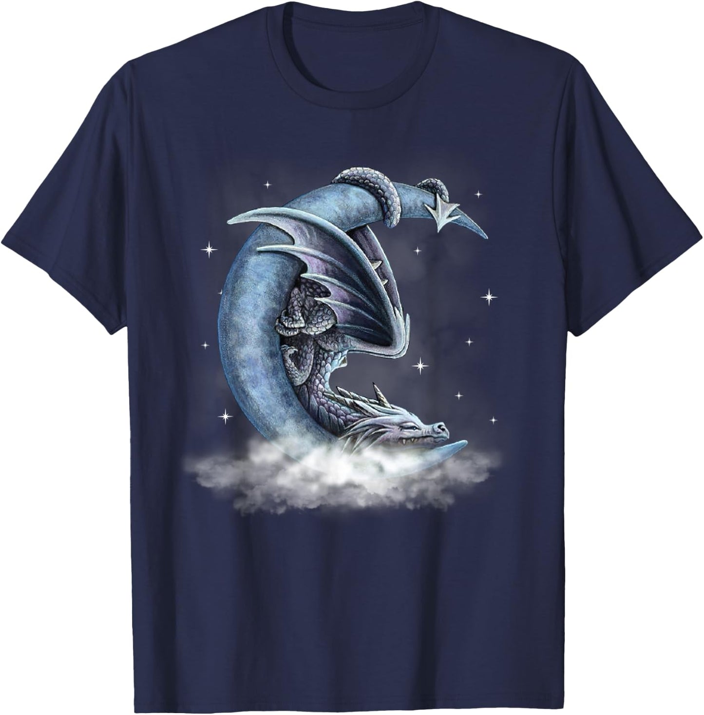 Dragon Sleeping With Moon Men Women T-Shirt - T-Shirt | Navy