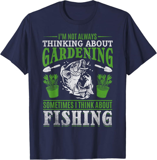Plant Garden Gardening Trout Fishing Plant Lover Gardener T-Shirt - T-Shirt | Navy