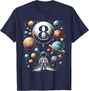 Eight 8 Year Old Astronauts 8th Birthday Boys Space Geeks T-Shirt - T-Shirt | Navy