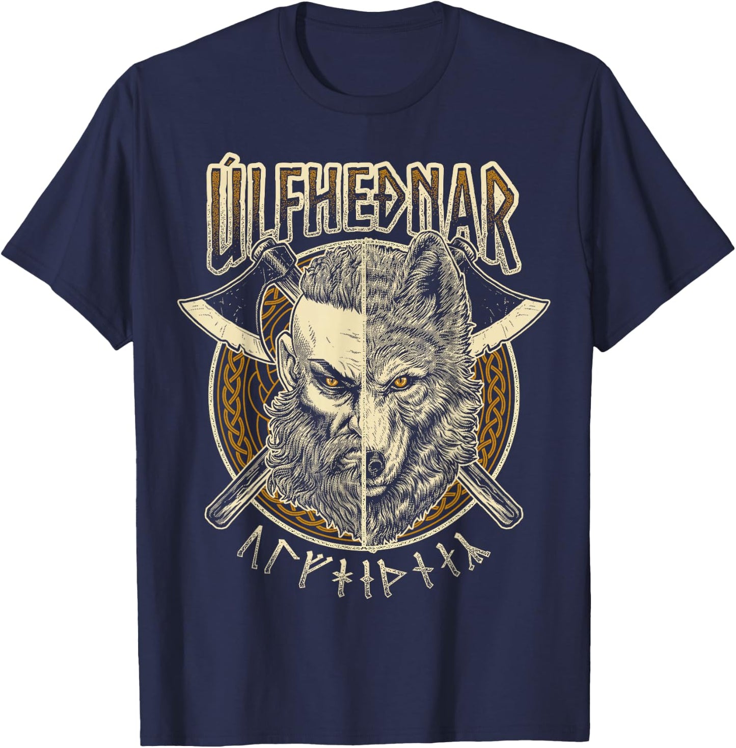 Viking Wolf Ulfhednar Pagan Nordic Valhalla Warrior T-Shirt - T-Shirt | Navy