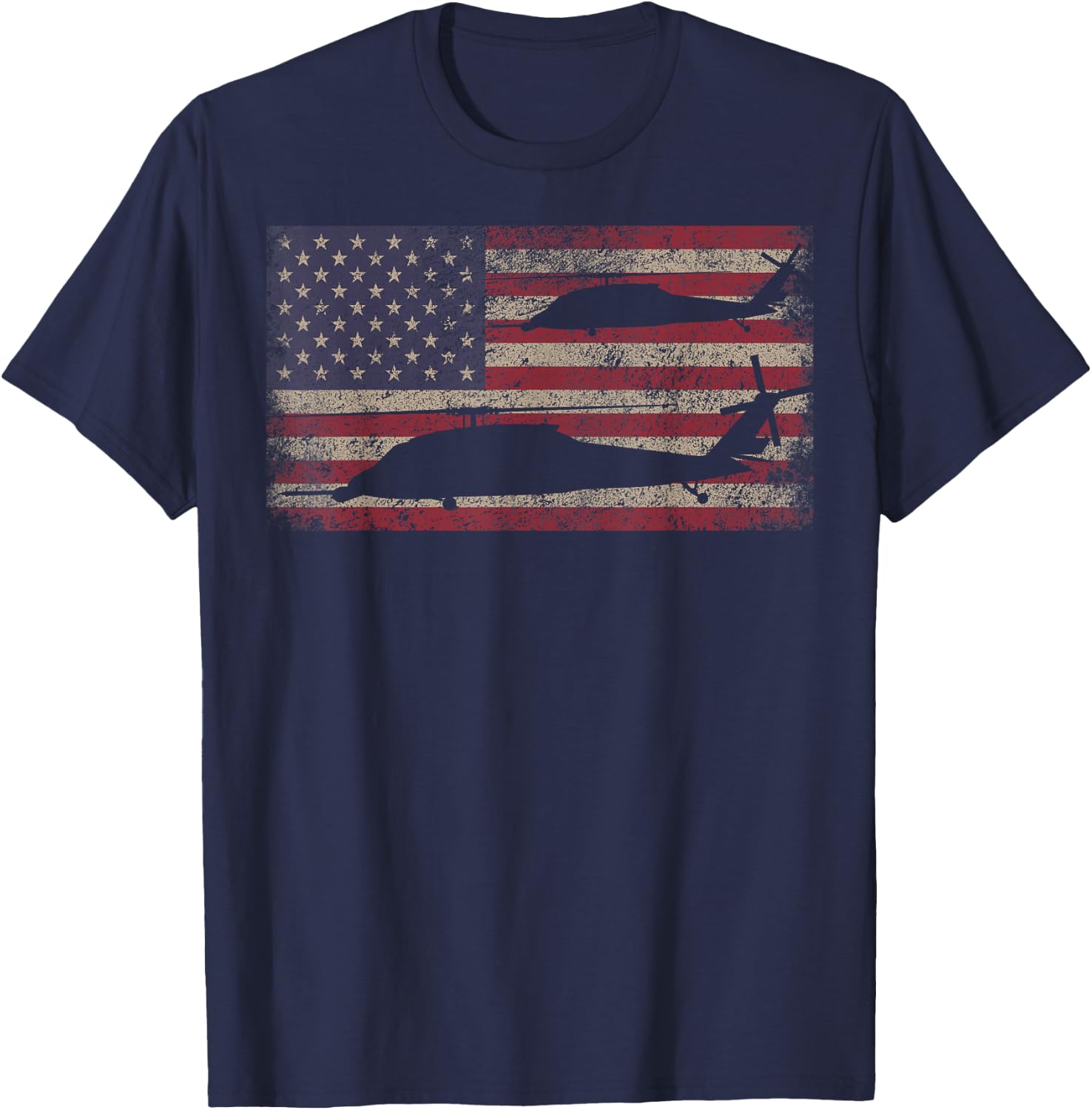 HH-60 Pave Hawk Helicopter Vintage USA American Flag T-Shirt - T-Shirt | Navy
