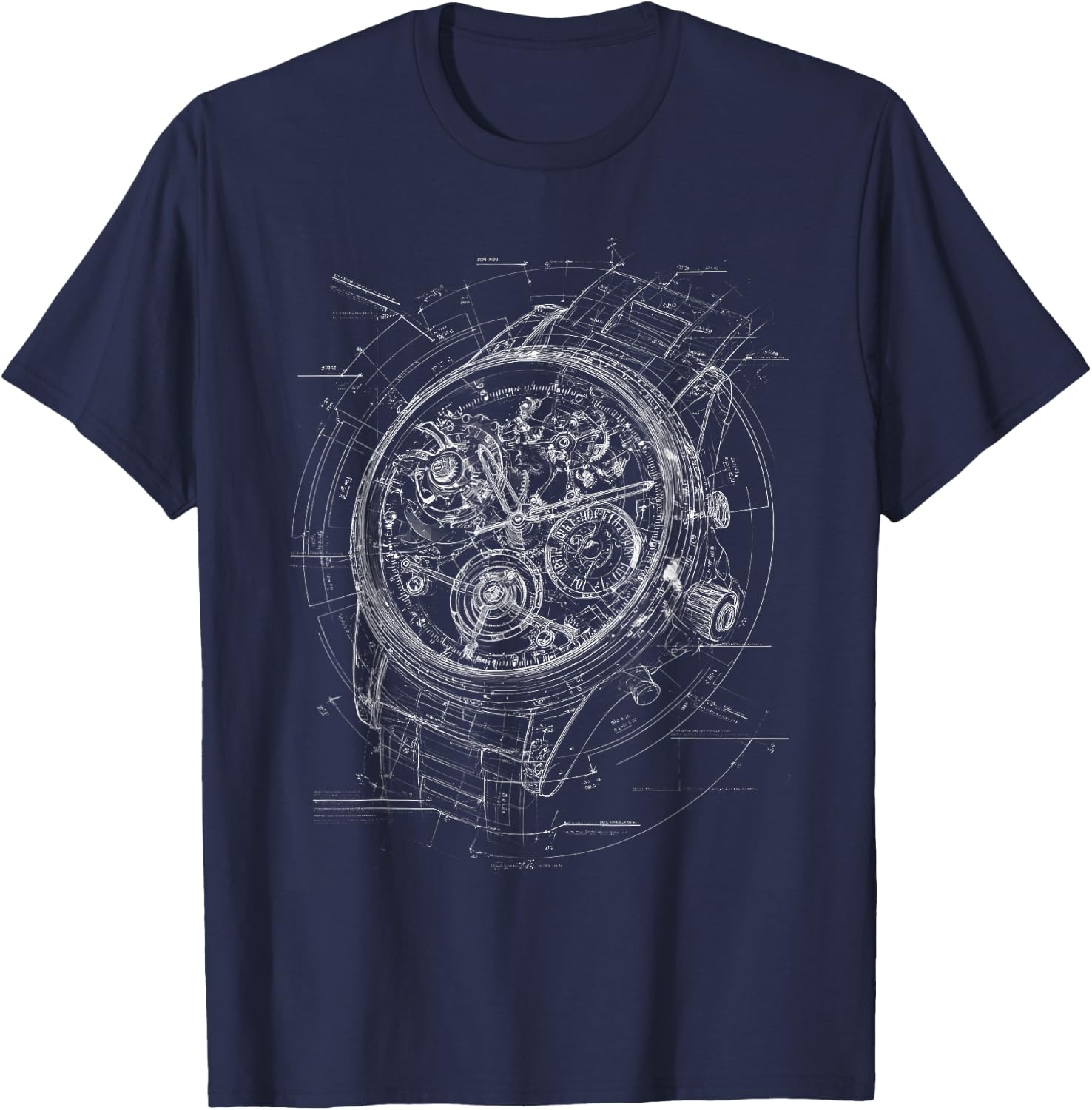 Mechanical Watch Blueprint Horology Technical Art T-Shirt - T-Shirt | Navy