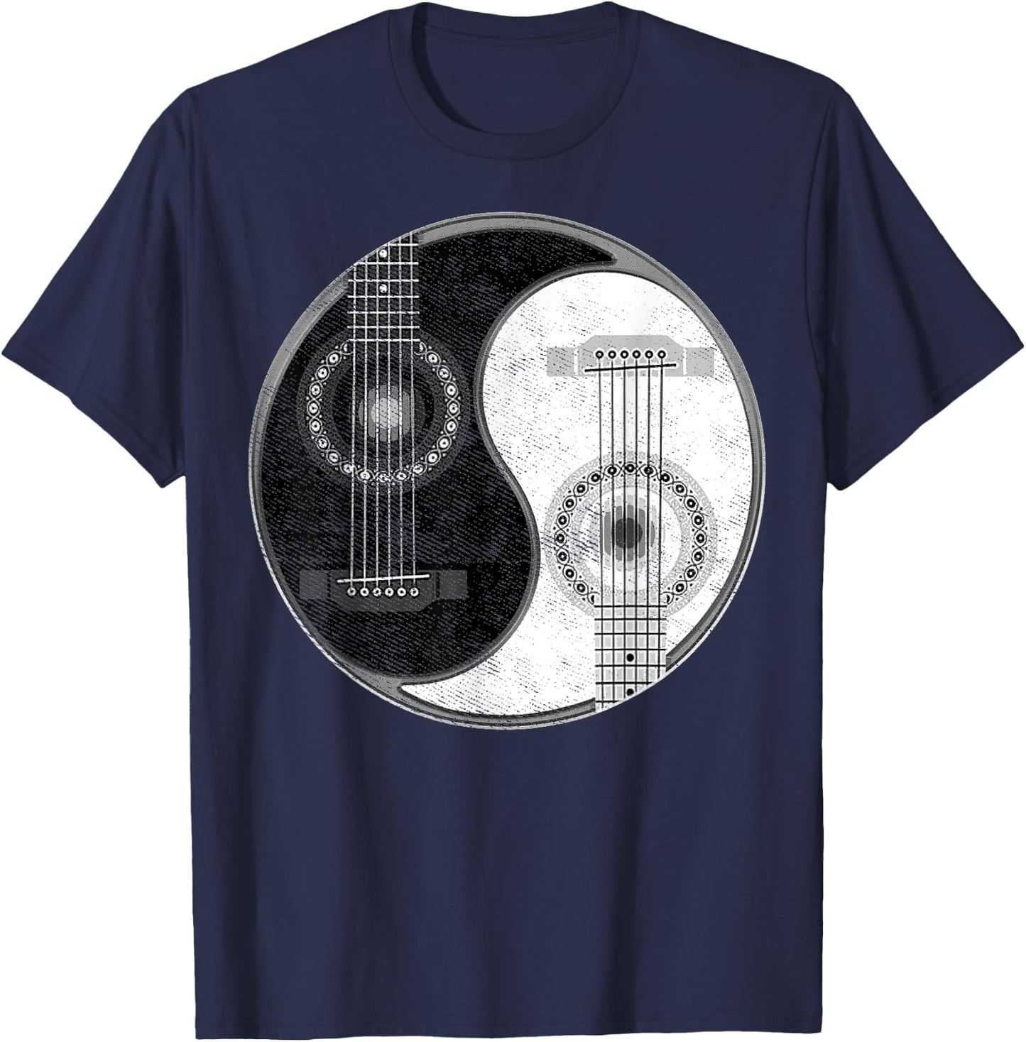 Yin Yang Guitar Player Guitarist Classical Bass Acoustic T-Shirt - T-Shirt | Navy