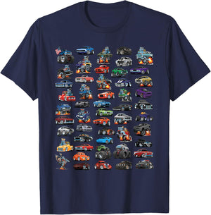 Classic Hotrod Muscle Car Street Rod and Truck Cartoon Art T-Shirt - T-Shirt | Navy