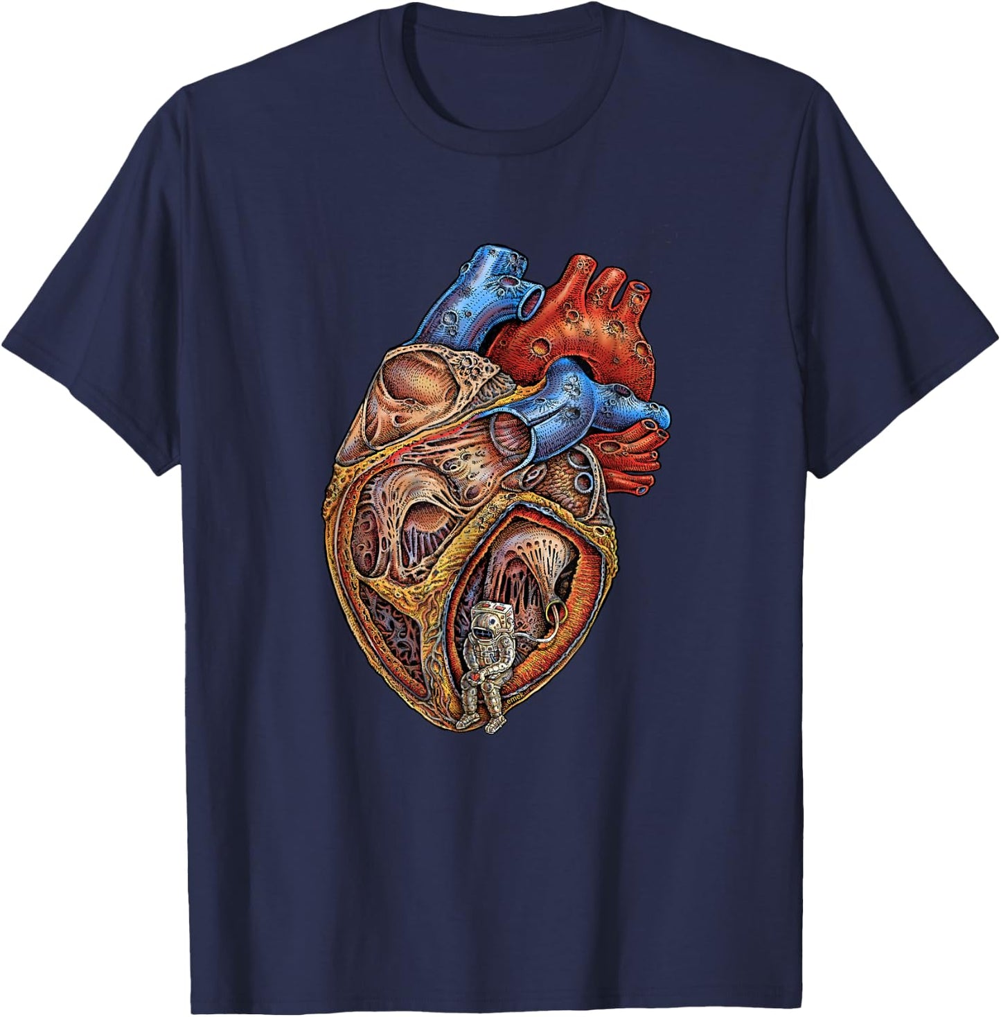 Astronaut Heart - by Emek Artman T-Shirt - T-Shirt | Navy