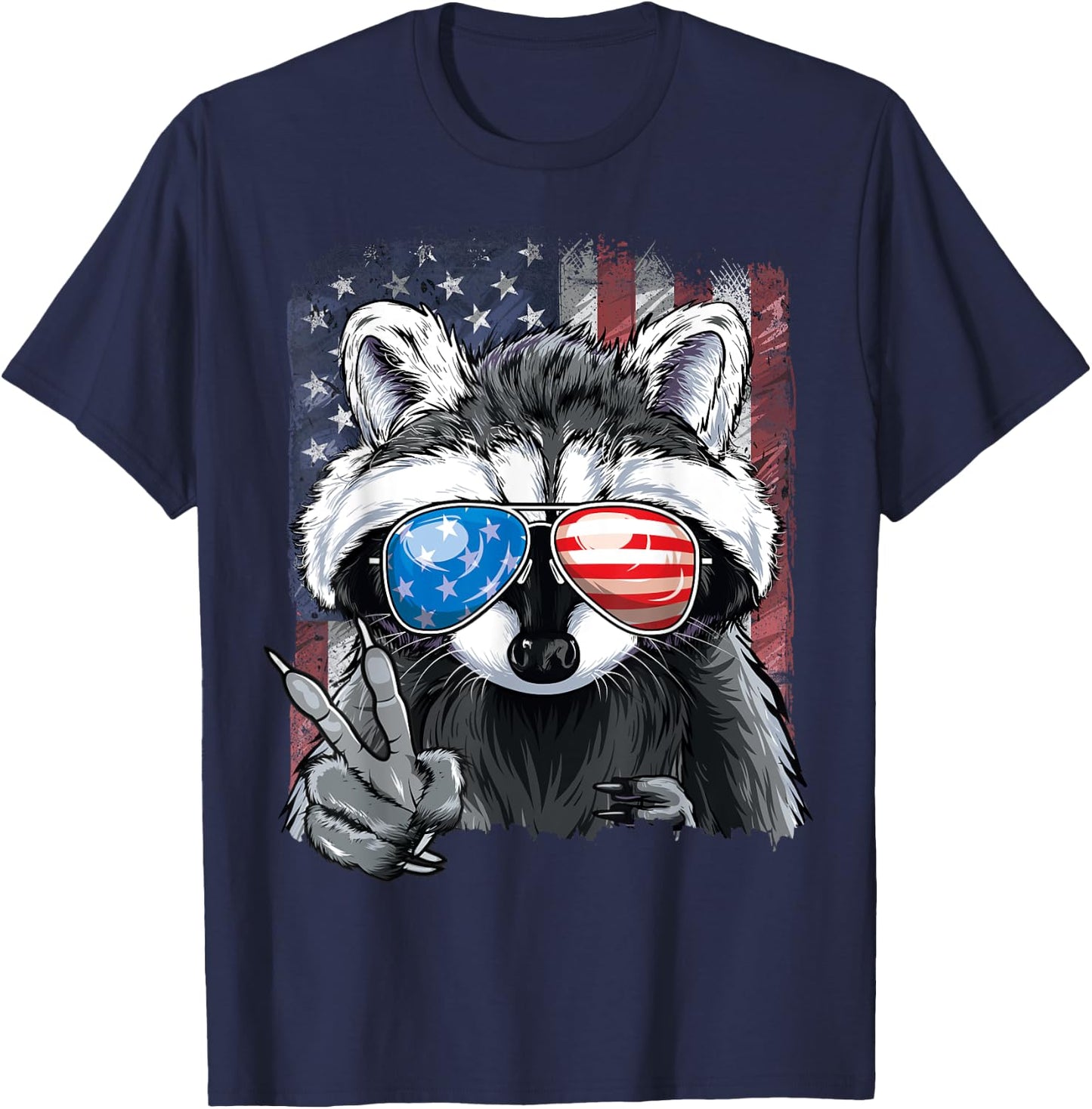 USA Patriotic Raccoon July 4th Boys Men Trash Panda T-Shirt - T-Shirt | Navy