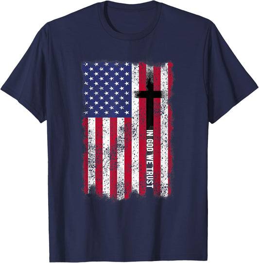 In God We Trust Shirt Patriotic Christian Religious Shirt Women Kids Men T-Shirt - T-Shirt | Navy