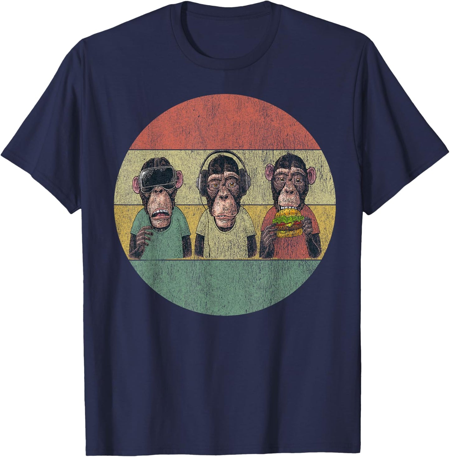 Three Wise Monkeys T-Shirt - T-Shirt | Navy
