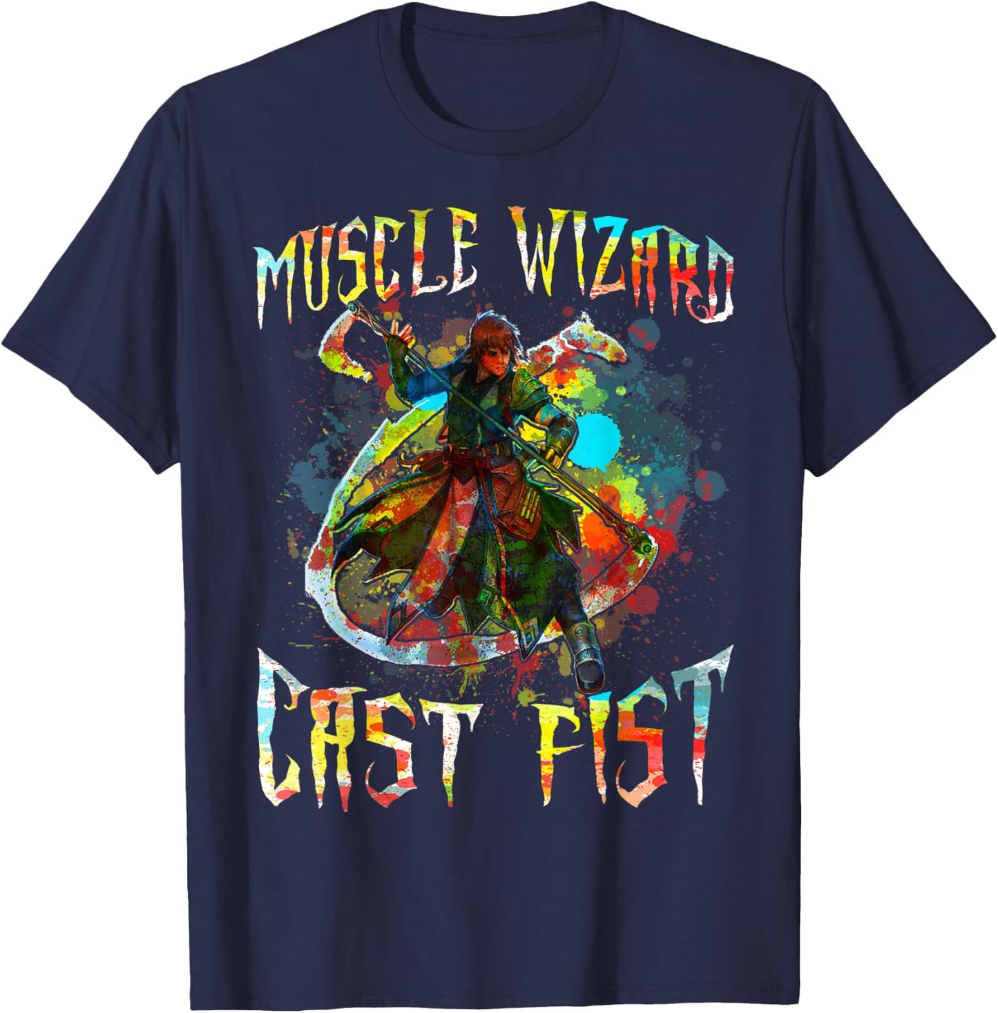 Muscle Wizard Cast Fist T-Shirt - T-Shirt | Navy