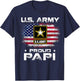 U.S Army Proud Papi With American Flag Gift Veteran Gift Kids Men T-Shirt - T-Shirt | Navy