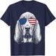 Patriotic Bloodhound Retro USA Flag Sunglasses Dog Lover T-Shirt - T-Shirt | Navy
