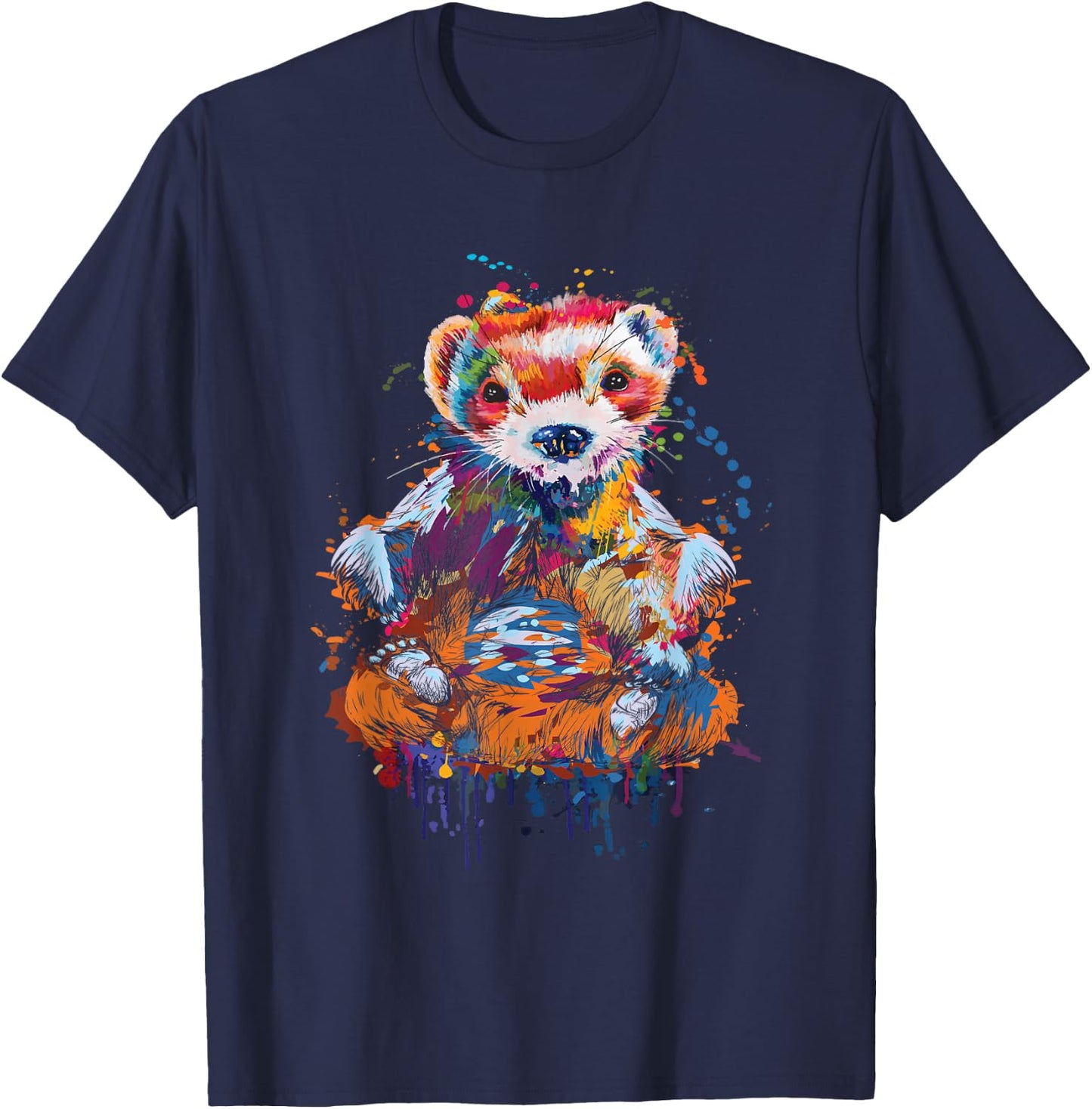 Colorful Ferret - Zoo Animal Ferret Lover T-Shirt - T-Shirt | Navy