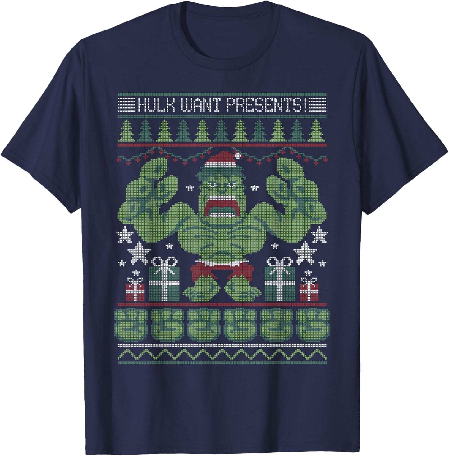 Marvel Hulk Want Presents Christmas T-Shirt - T-Shirt | Navy
